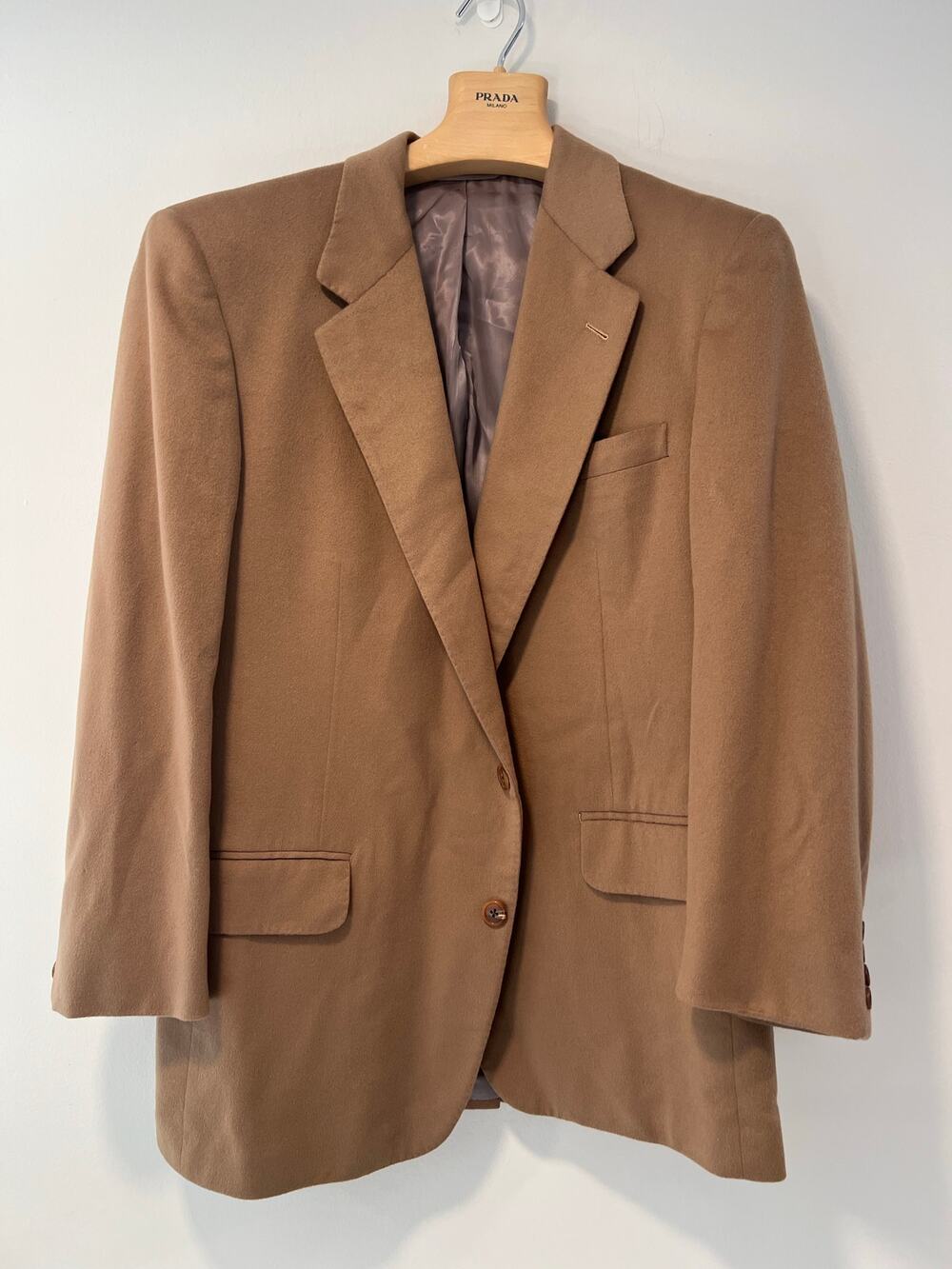 Sulka Single Breasted Cashmere Men’s Blazer Coat Camel Brown Size 44 JP